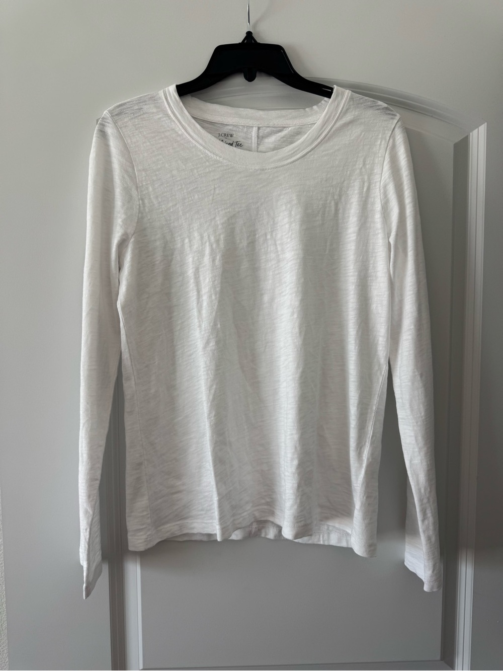 J CREW Womens Girlfriend Tee NEW Medium White Cotton Long Sleeve T-Shirt